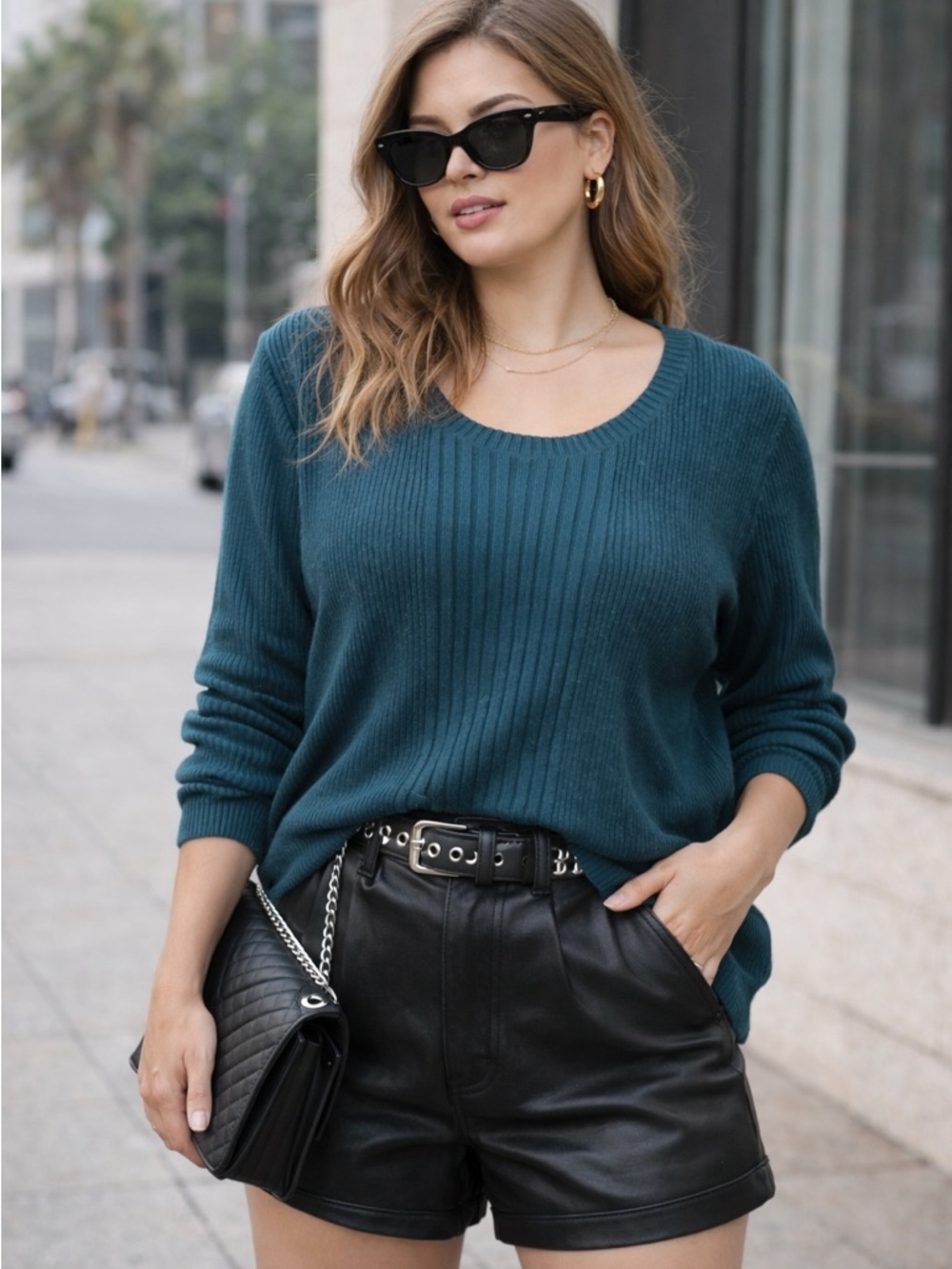 BNWOT Beautiful Plus Size 3X Penningtons Teal Ribbed Scoop Neck Top
